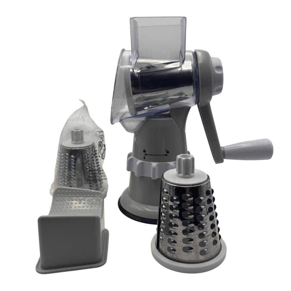 Hand-Crank Rotary Cheese Grater With 3 Interchangeable Stainless Steel Drums
